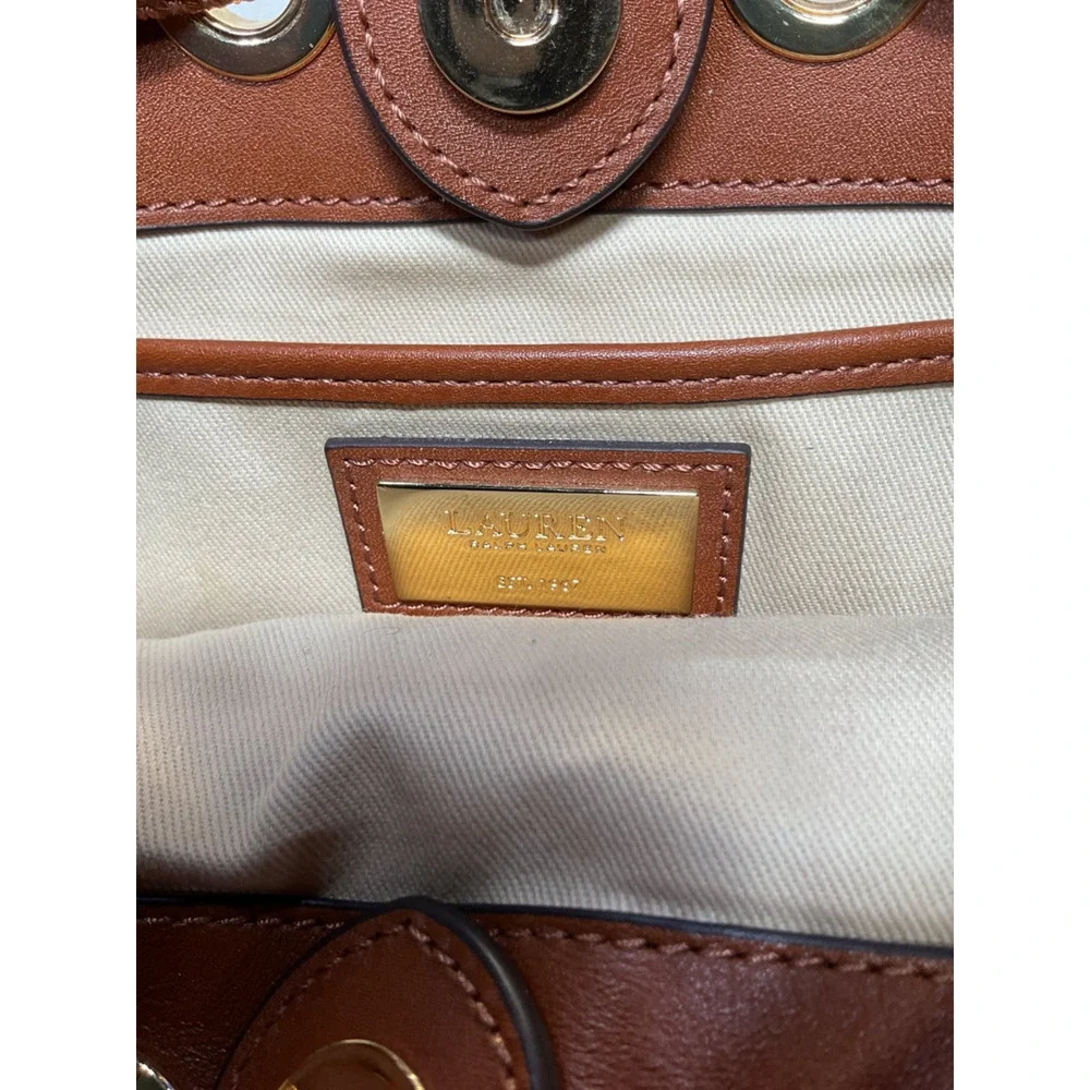 Ralph Lauren Classic Vanilla Lauren Tan Andie Drawstring Bag
